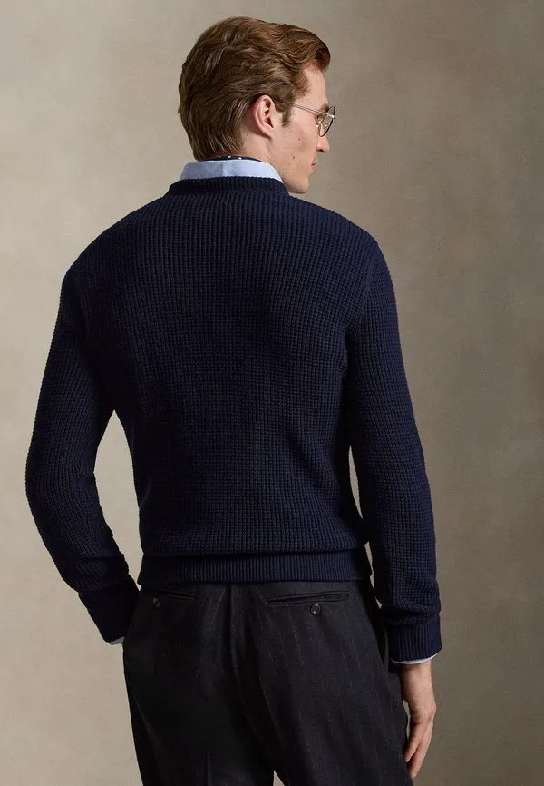 Вафельный шерстяно-хлопковый свитер-джемпер Polo Ralph Lauren, Hunter Navy — фото 3