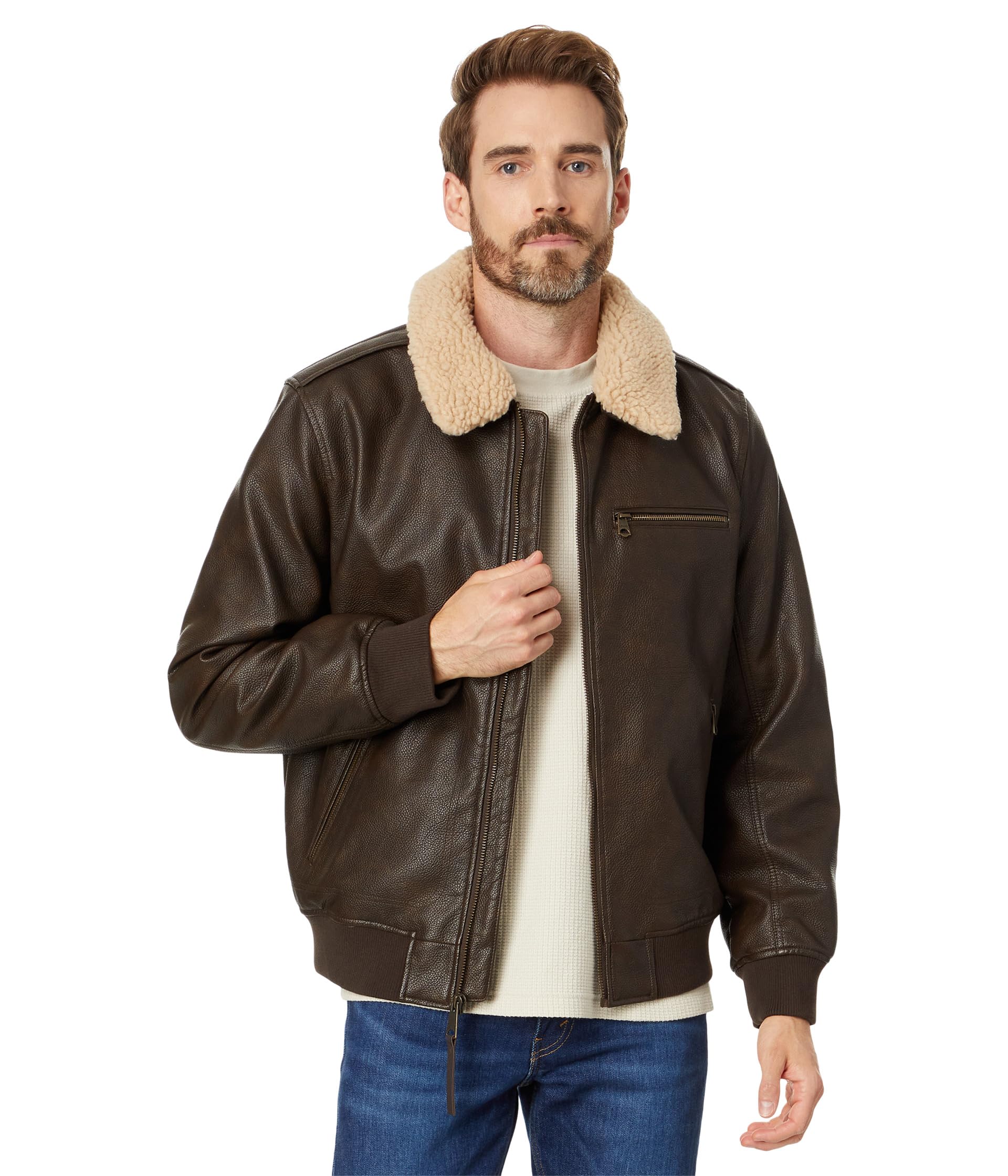 

Куртка Levi's Faux Leather Bomber Jacket, коричневый