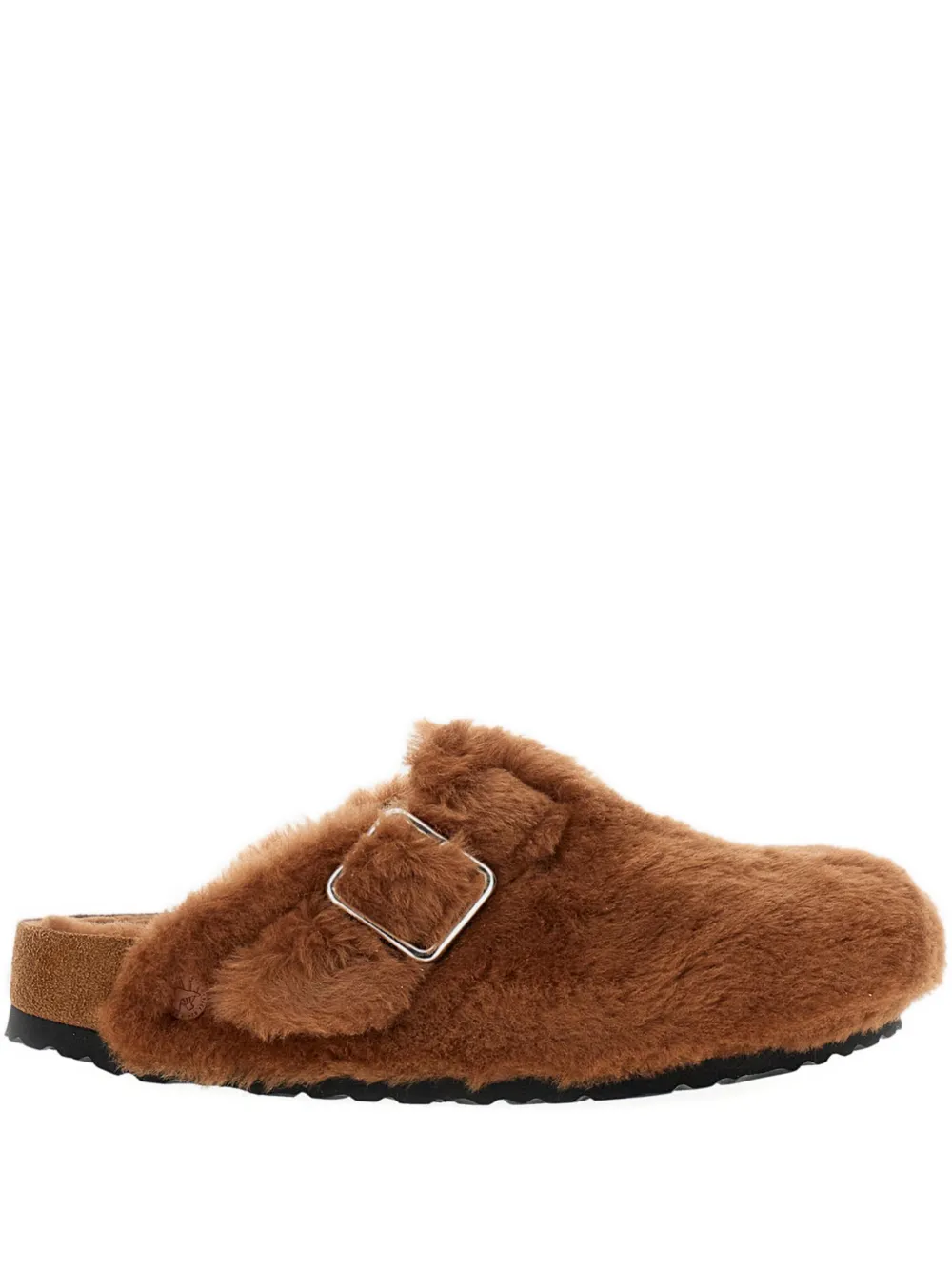 Мюли из овчины с пряжкой Birkenstock, коричневый