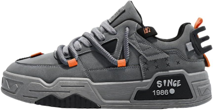 

Удобные дышащие мужские модные кроссовки для скейтера- нескользящие шнурованные обувь с резиновой подошвой на все сезоны Hhhchpm, серый