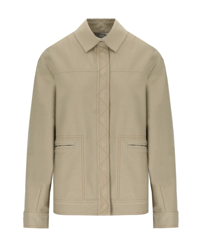 

Бежевая куртка с эффектом джинсовой ткани и видимыми швами. Max Mara, бежевый