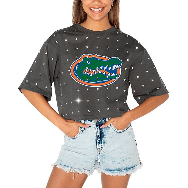 

Женская серая футболка crop с камнями florida gators go time Gameday Couture, Серый, Женская серая футболка crop с камнями florida gators go time Gameday Couture