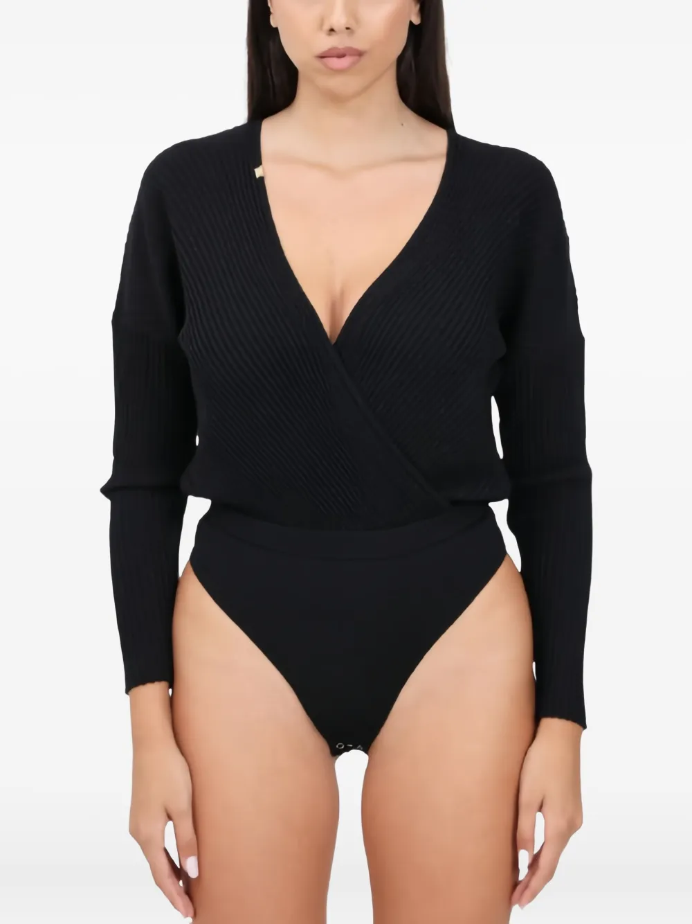 

Боди с запахом Elisabetta Franchi, черный
