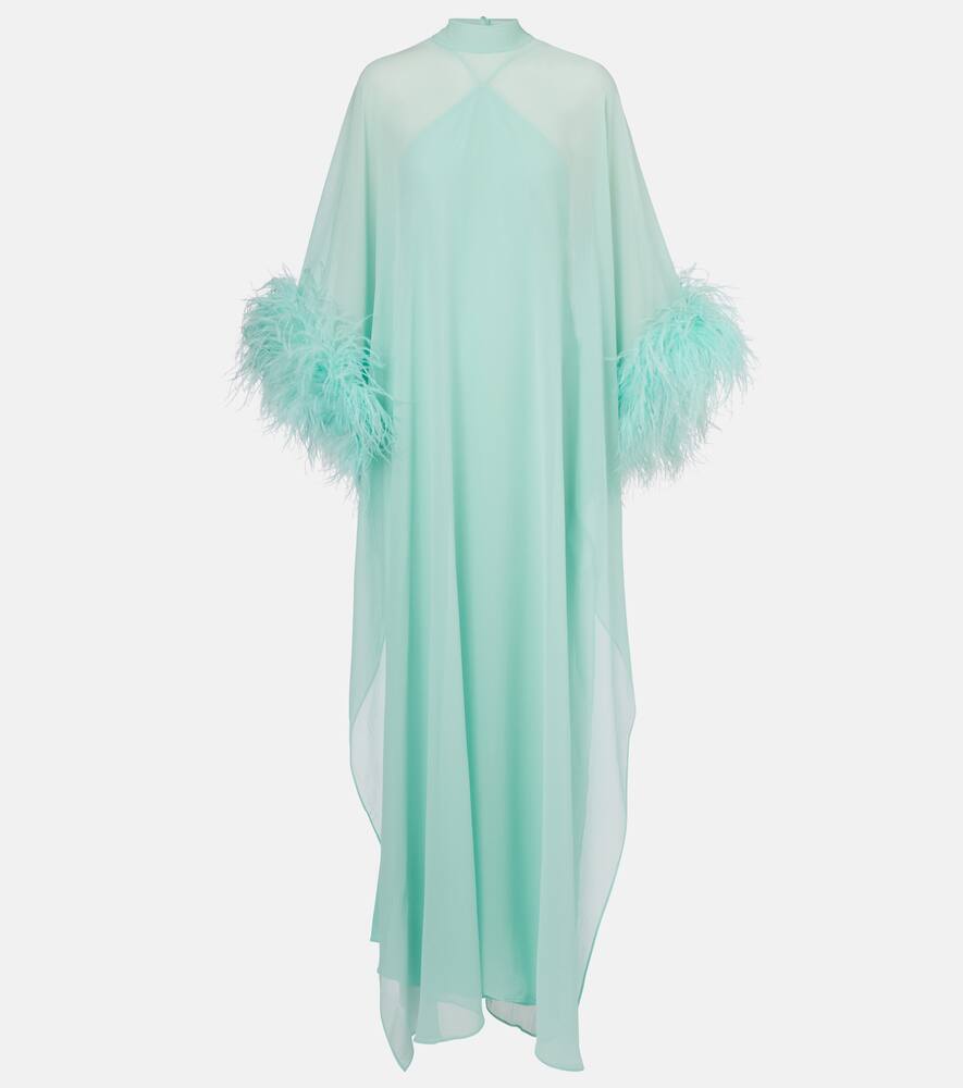 

Пеньюа из шёлка с перьевым декором Taller Marmo, Acqua