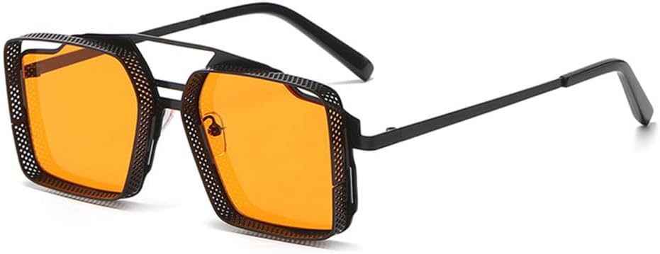 

Женские солнцезащитные очки, солнцезащитные очки в стиле стимпанк, металлические солнцезащитные очки, ретро-очки, мужские солнцезащитные очки с защитой от УФ-излучения UV400, очки с двойной перемычкой LANGSER, Black Orange
