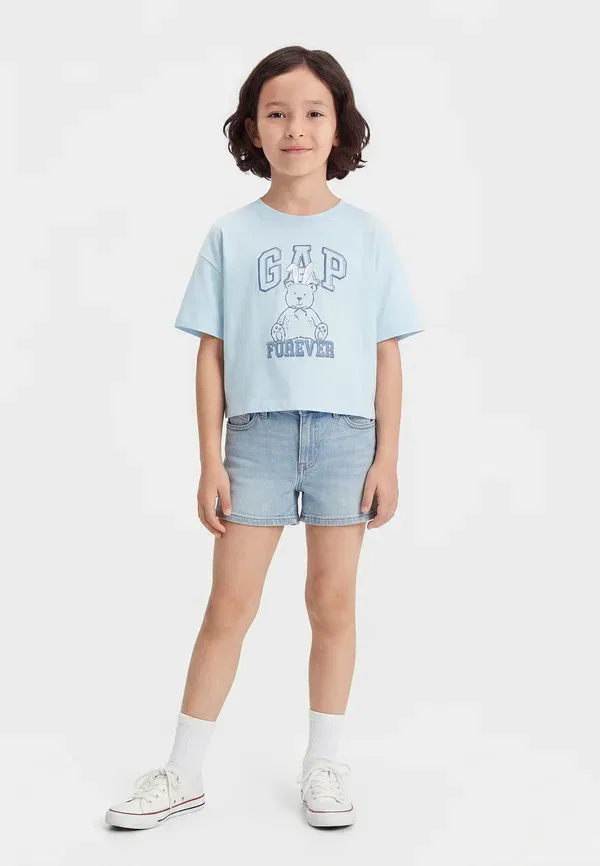 Футболка Gap Extra relaxed tee graphic mar print, голубое облако
