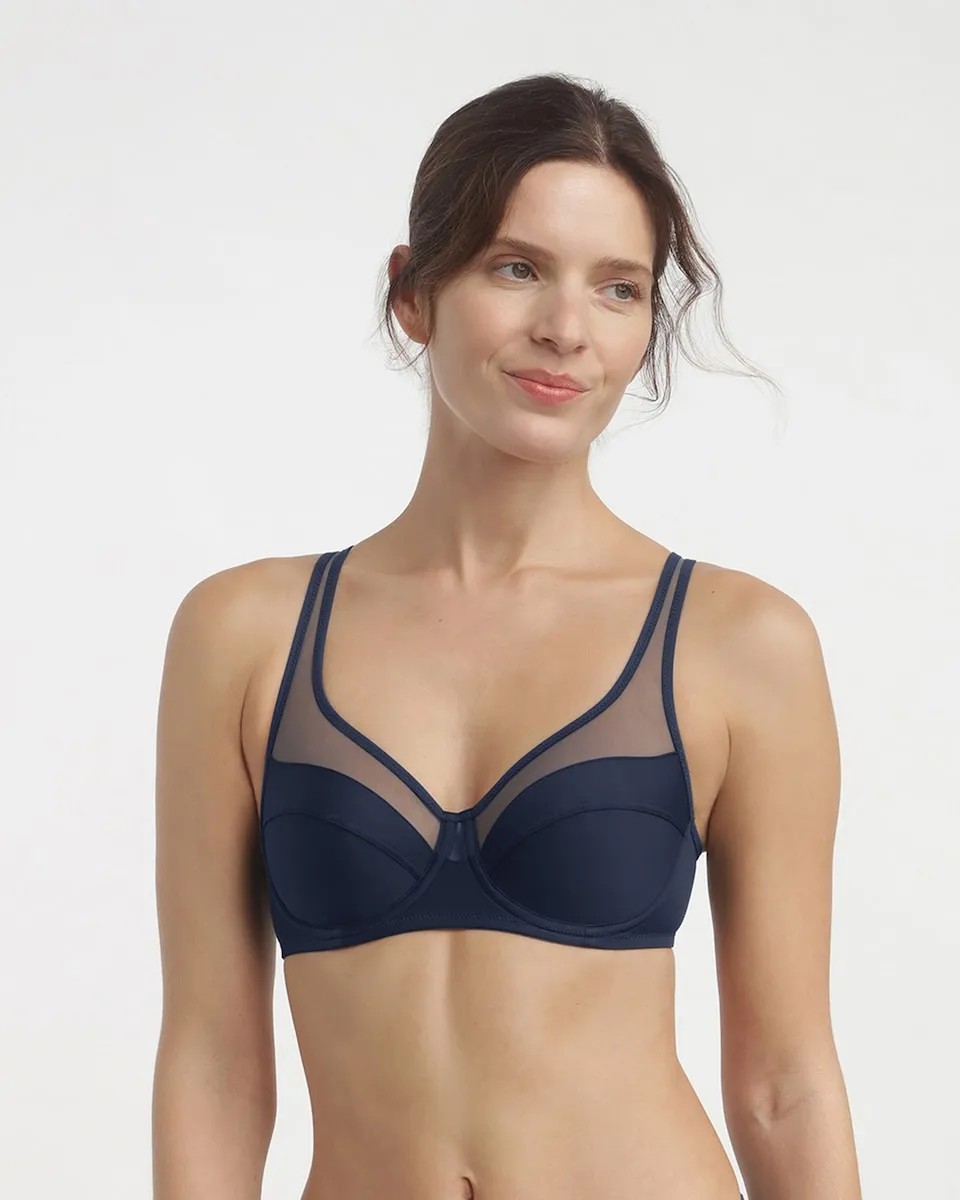 

Бюстгальтер с прочным каркасом Generous с тюлем Dim, темно-синий