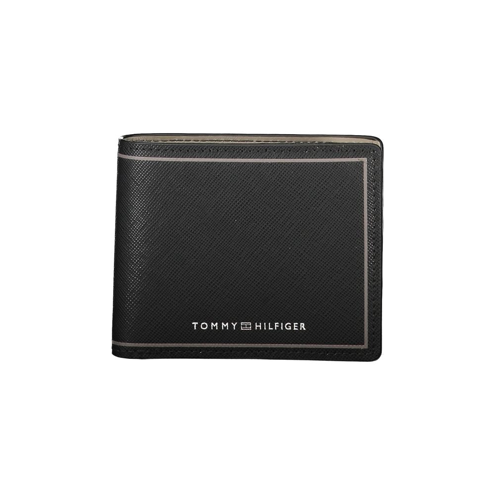 

Черный кожаный кошелек для двух карт Tommy Hilfiger