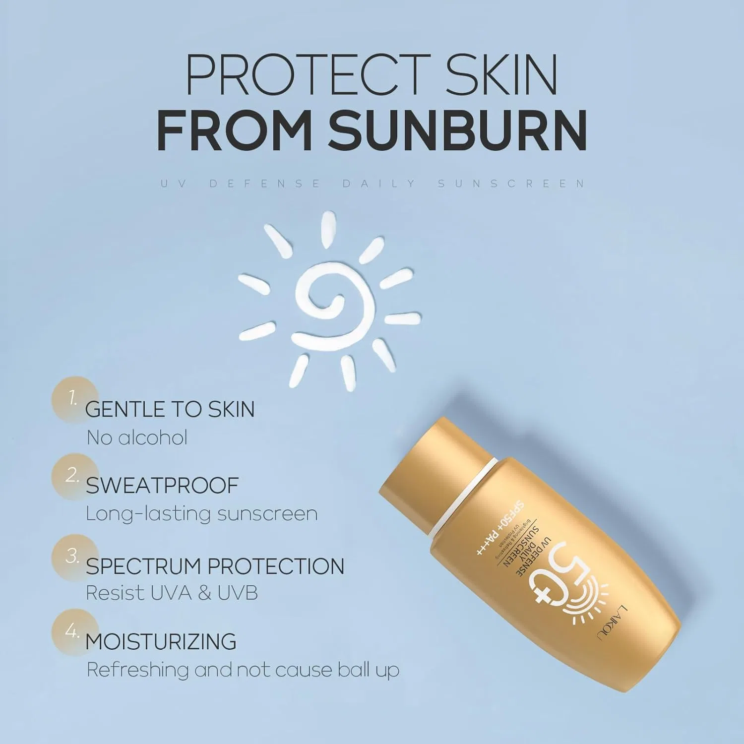 Солнцезащитный крем SPF 50 LAIKOU, 2 шт. по 50 мл Laikou, Golden — фото 3
