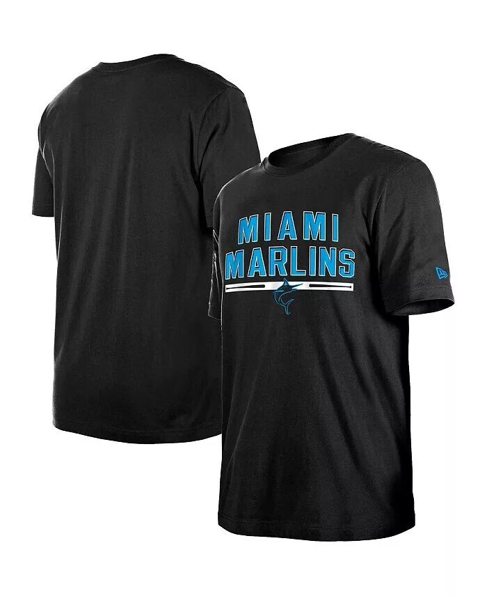 

Мужская черная футболка для тренировки ватина Miami Marlins New Era