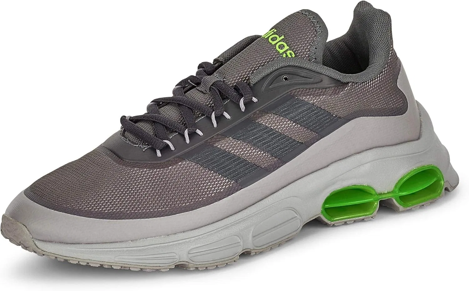 Мужские беговые кроссовки Adidas Quadcube, Grey, Grey, Six Grey, Six Signal Green