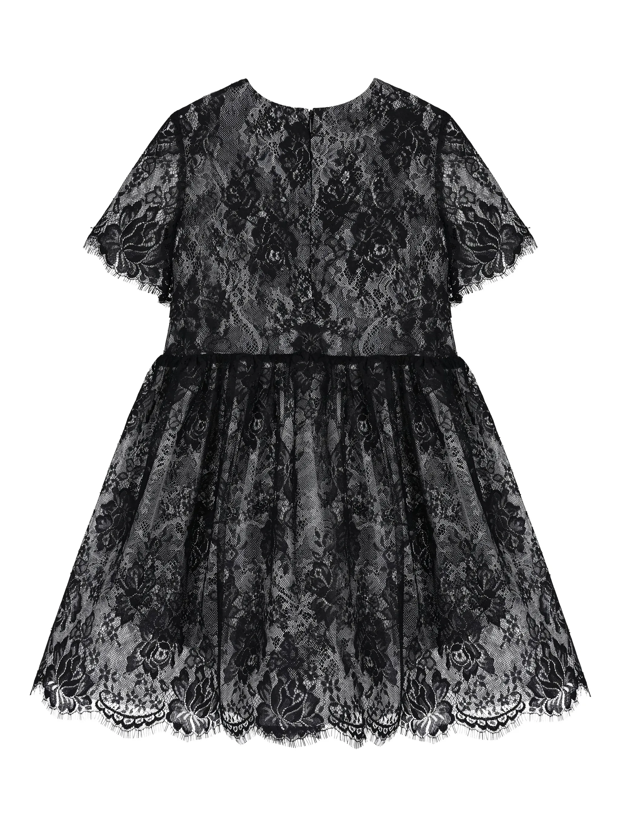 Кружевное платье с цветочным узором Elie Saab Junior, черный — фото 2