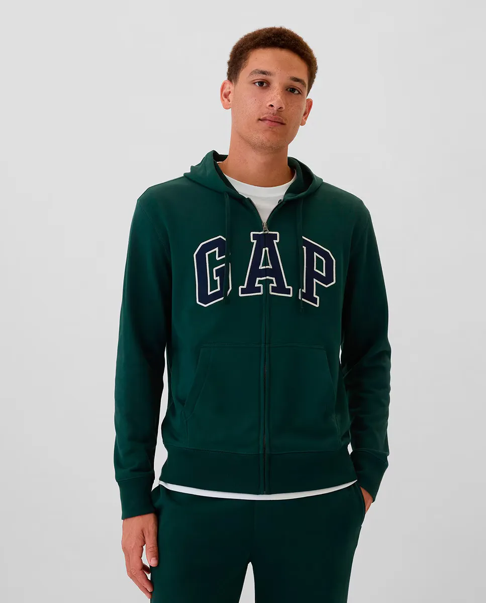 

Мужская толстовка с капюшоном на молнии и логотипом бренда Gap, зеленый