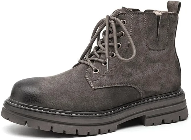 

Мужские ботинки Челси на шнуровке, водонепроницаемые, из кожи полного зерна, с боковой молнией, серые, Boxpopla