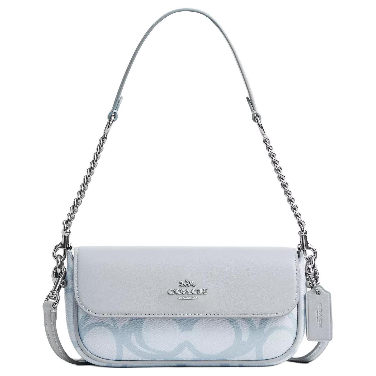 

COACH Хэйли холщовая кожаная сумка кроссбоди через плечо для женщин синяя