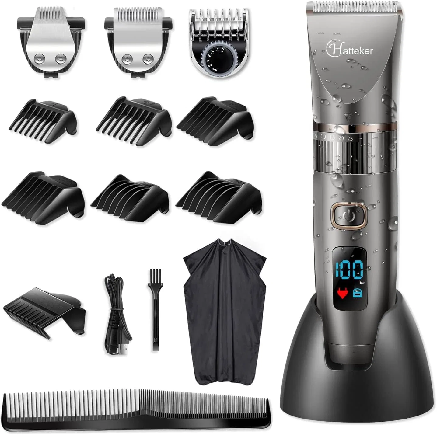 Мужской триммер Hatteker Professional 3 в 1 для волос и бороды Hatteker