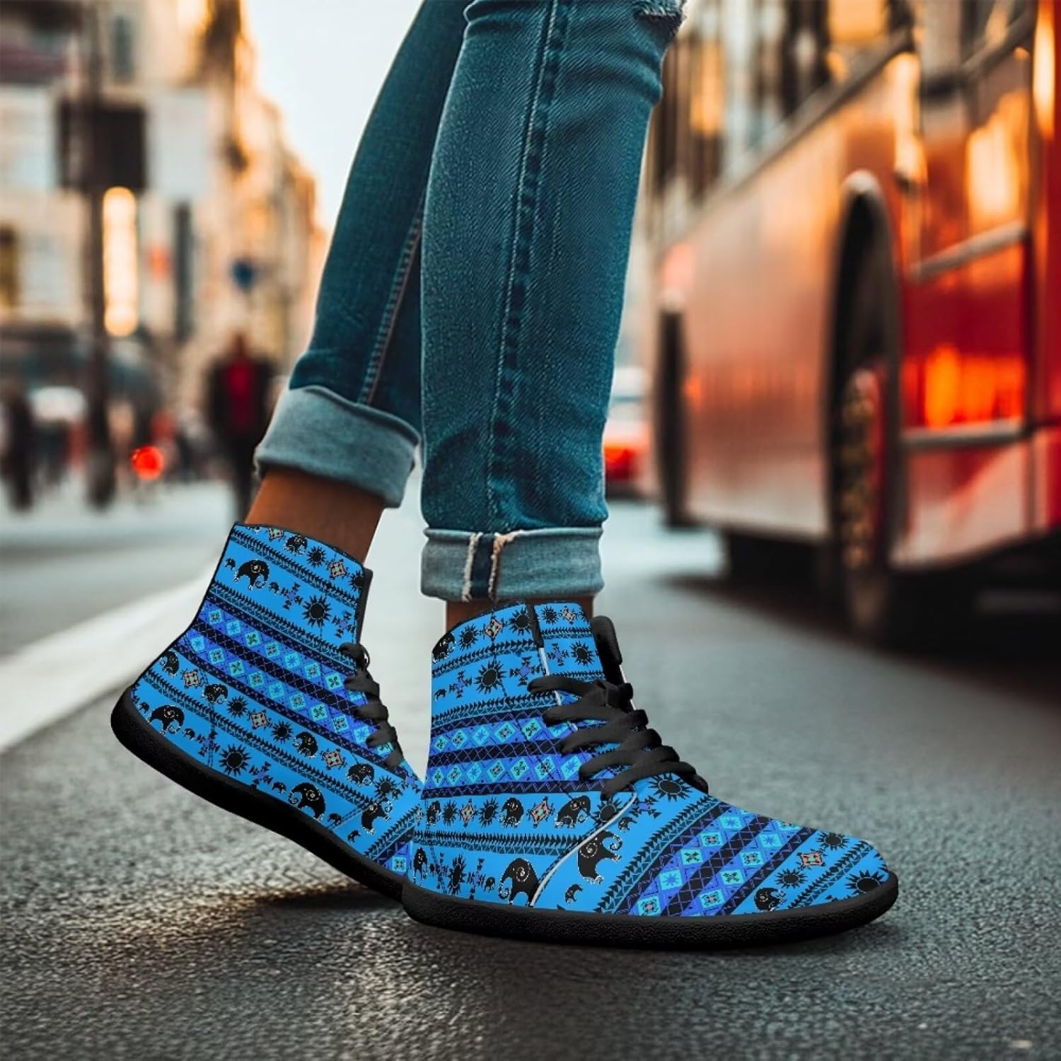 Кроссовки Binienty High Top Barefoot для женщин и мужчин, модные с нулевым перепадом, водонепроницаемые походные ботинки из ПУ-кожи, синий — фото 4