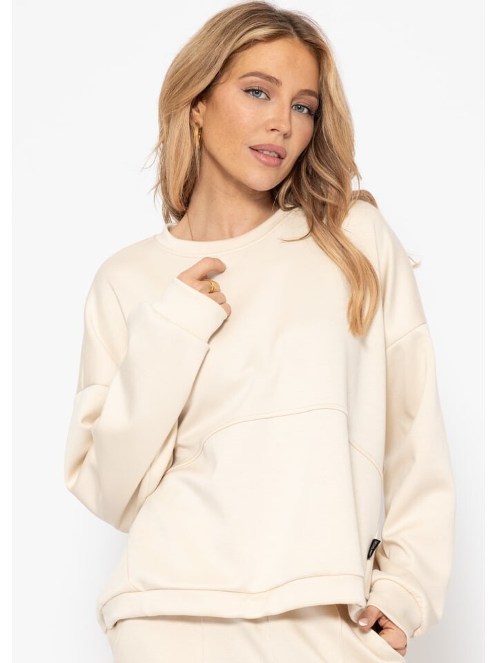 

Пуловер SASSYCLASSY Sweatshirt mit Teilungsnähten, белый