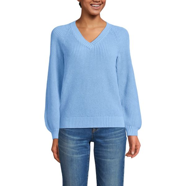 

Женский свитер Drifter с рукавами-фонариками Lands' End, цвет light blue heather