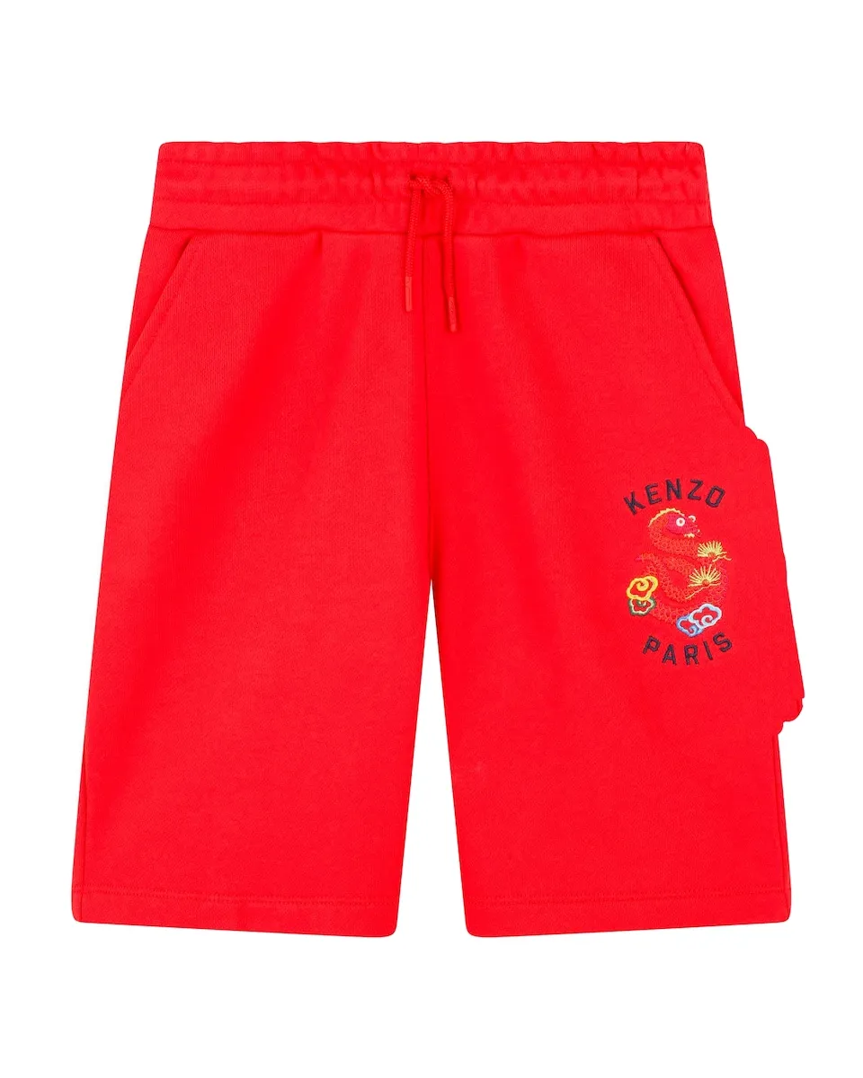 

Детские шорты из красного хлопка Kenzo Kids, красный