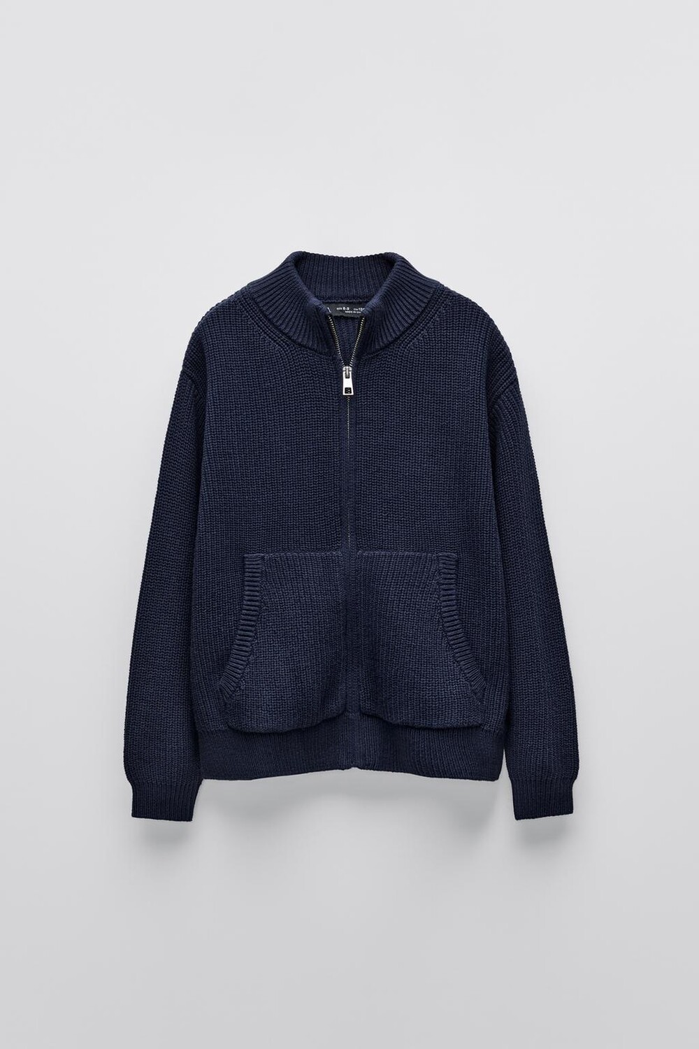 

Кардиган изнаночной вязки с молнией ZARA, темно-синий