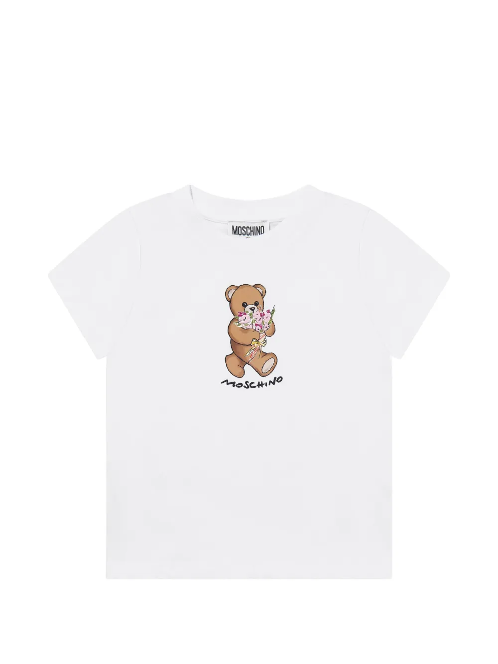 

Футболка с принтом в виде мишки Moschino Kids, белый