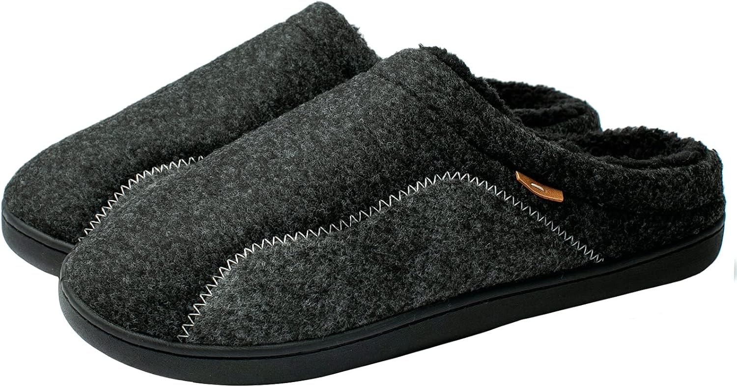 

Мужские мокасины-тапочки auzons, уютные, с эффектом памяти, с мягкой плюшевой подкладкой, без застежек, с регулируемым язычком, домашние тапочки для дома и улицы, черный/серый