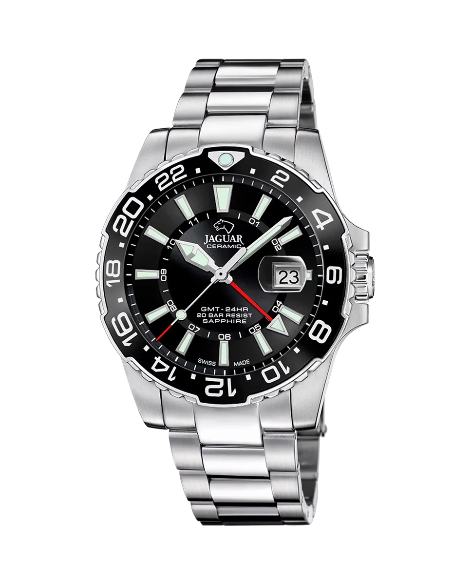 

J1011/6 Керамические мужские часы из серебристой стали Jaguar, серебряный
