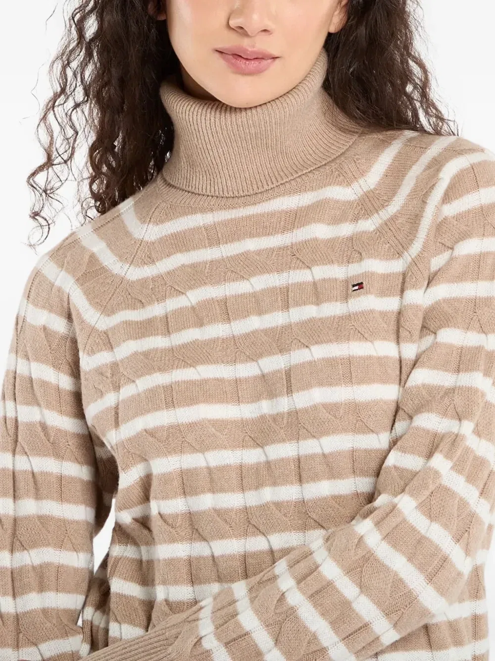 Свитер фактурной вязки Tommy Hilfiger, бежевый — фото 4