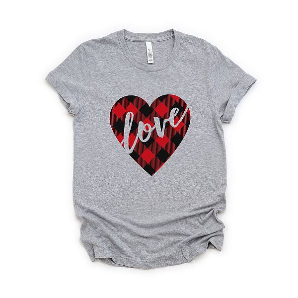 

Футболка с принтом в клетку Buffalo и сердечком Simply Sage Market, Heather Grey, Серый, Футболка с принтом в клетку Buffalo и сердечком Simply Sage Market, Heather Grey