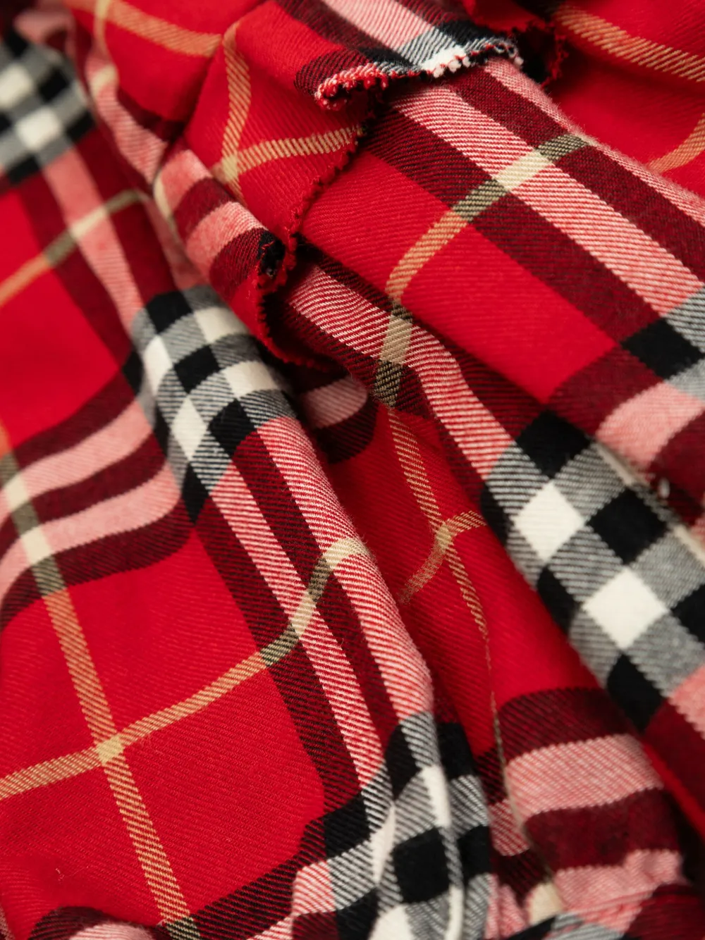 Платье в клетку с кружевным воротником Burberry Kids, красный — фото 4