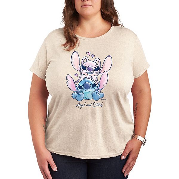 

Футболка Plus size Lilo & Stitch с принтом в виде сердец Disney, Beige