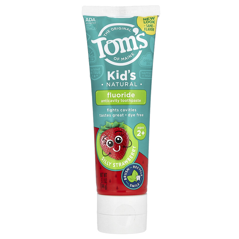 

Tom's of Maine, натуральная зубная паста с фтором против кариеса, для детей от 2 лет, клубника, 144 г (5,1 унции)