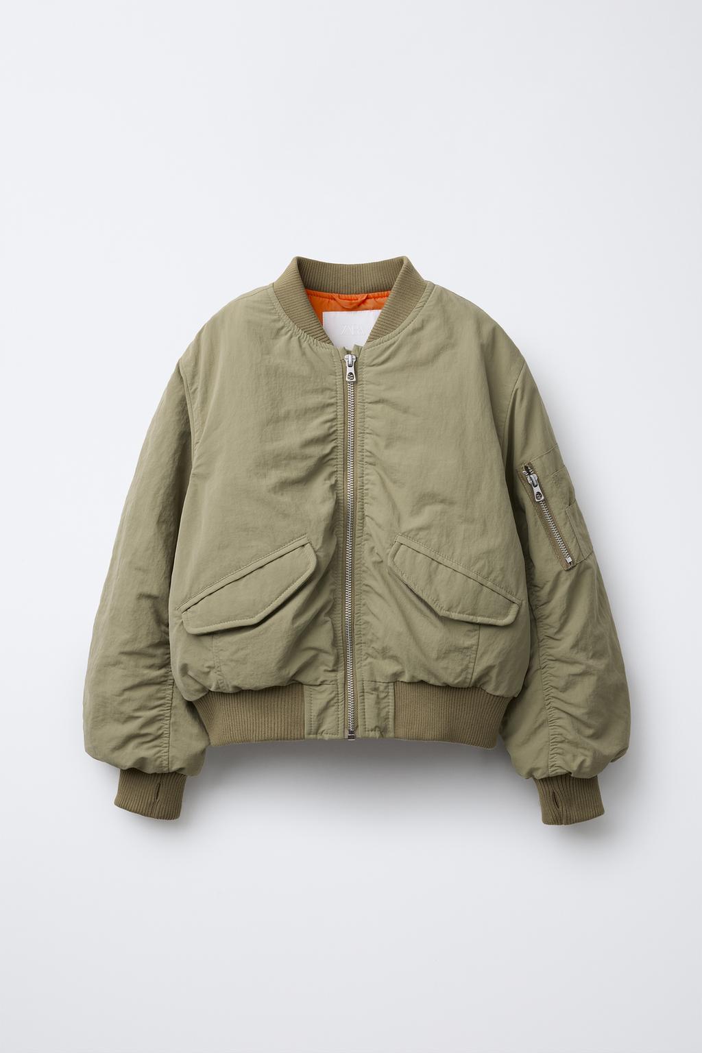 

Нейлоновая куртка-бомбер ZARA, цвет Light khaki
