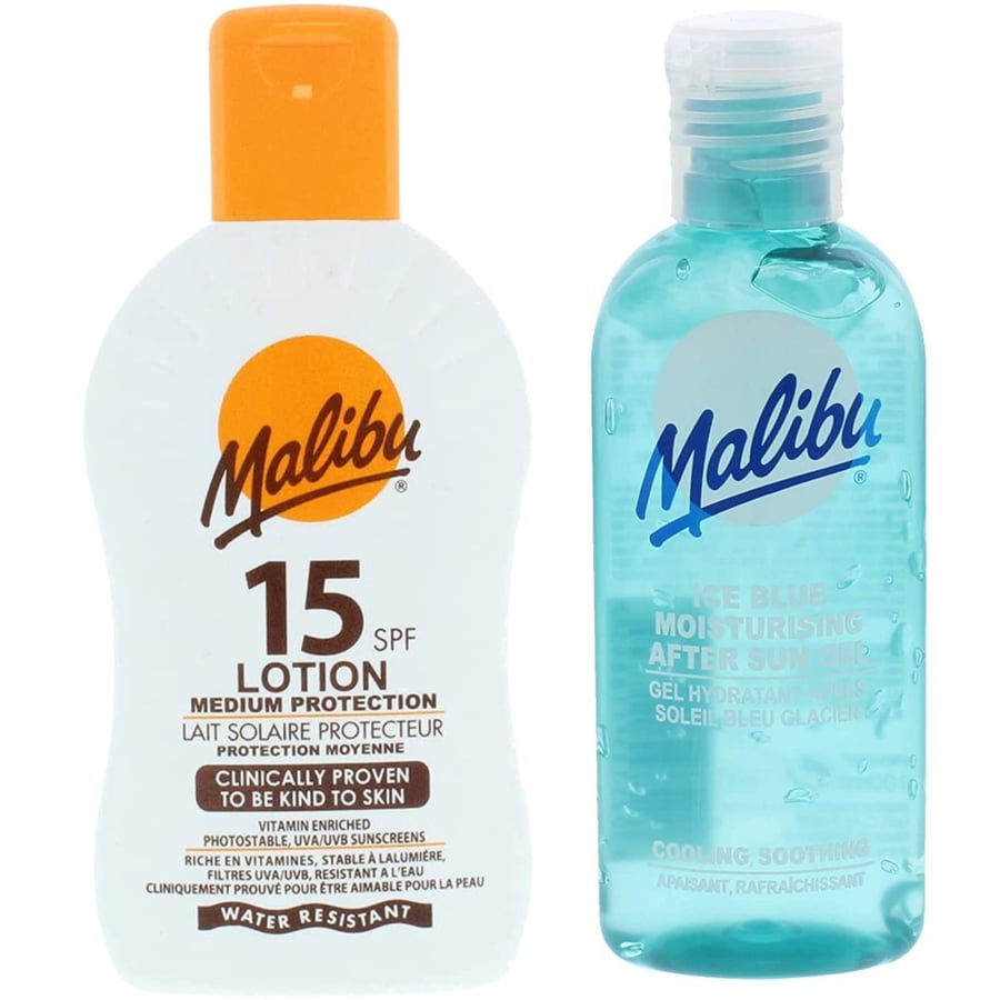 

Защитный лосьон Malibu SPF15 200 мл + Гель после загара 100 мл