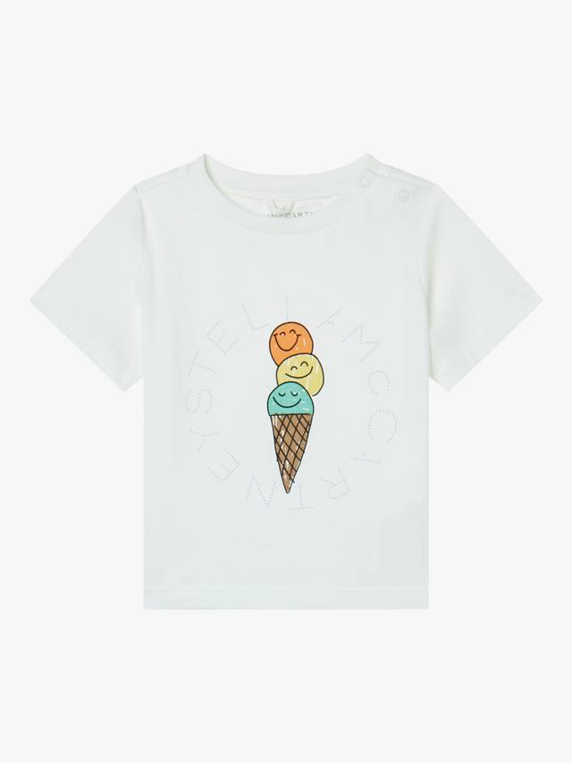 

Детская хлопчатобумажная футболка-мороженое из джерси Stella McCartney Kids, белый