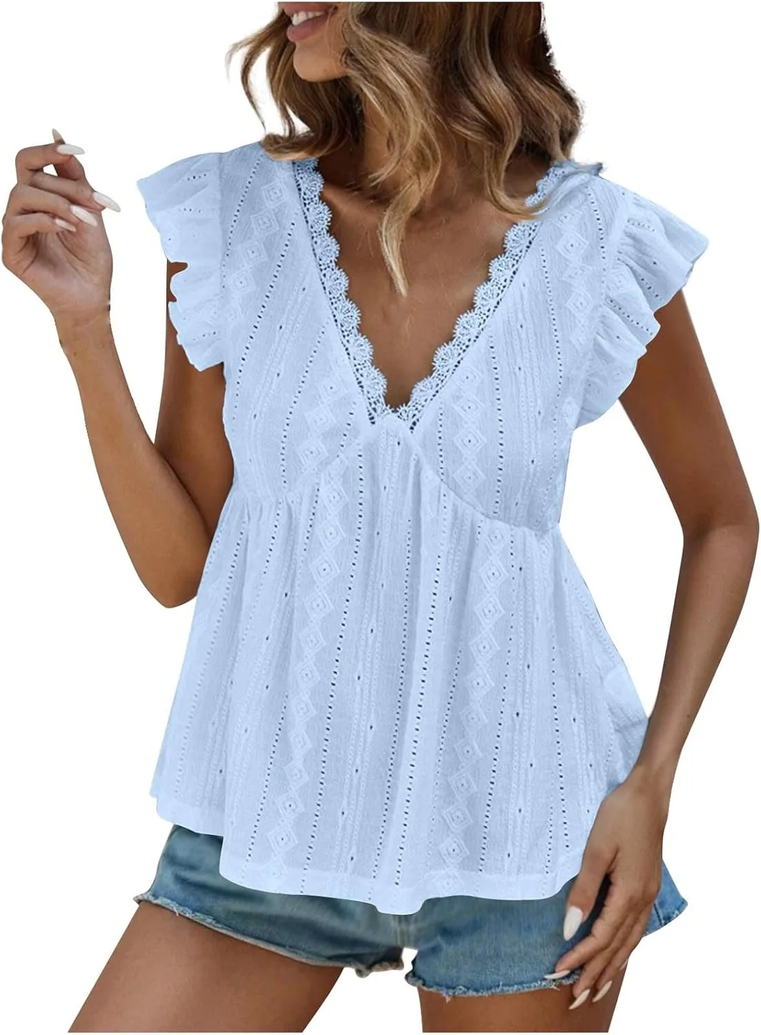 

Топ для женщин с коротким рукавом и V-образным вырезом