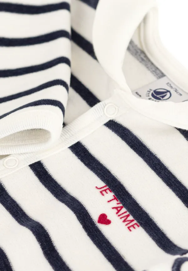 Пижама petit bateau в полоску с принтом Petit Bateau, Marshmallow Smoking — фото 3