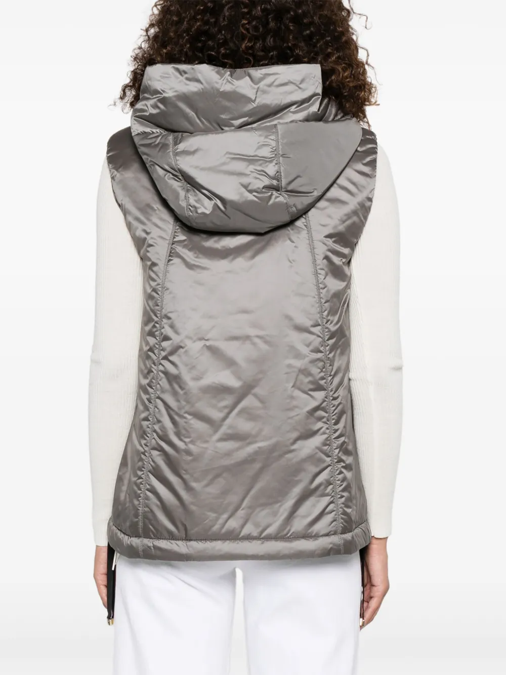 Жилет Greengo с капюшоном и застежкой-молнией MAX MARA, серый — фото 4