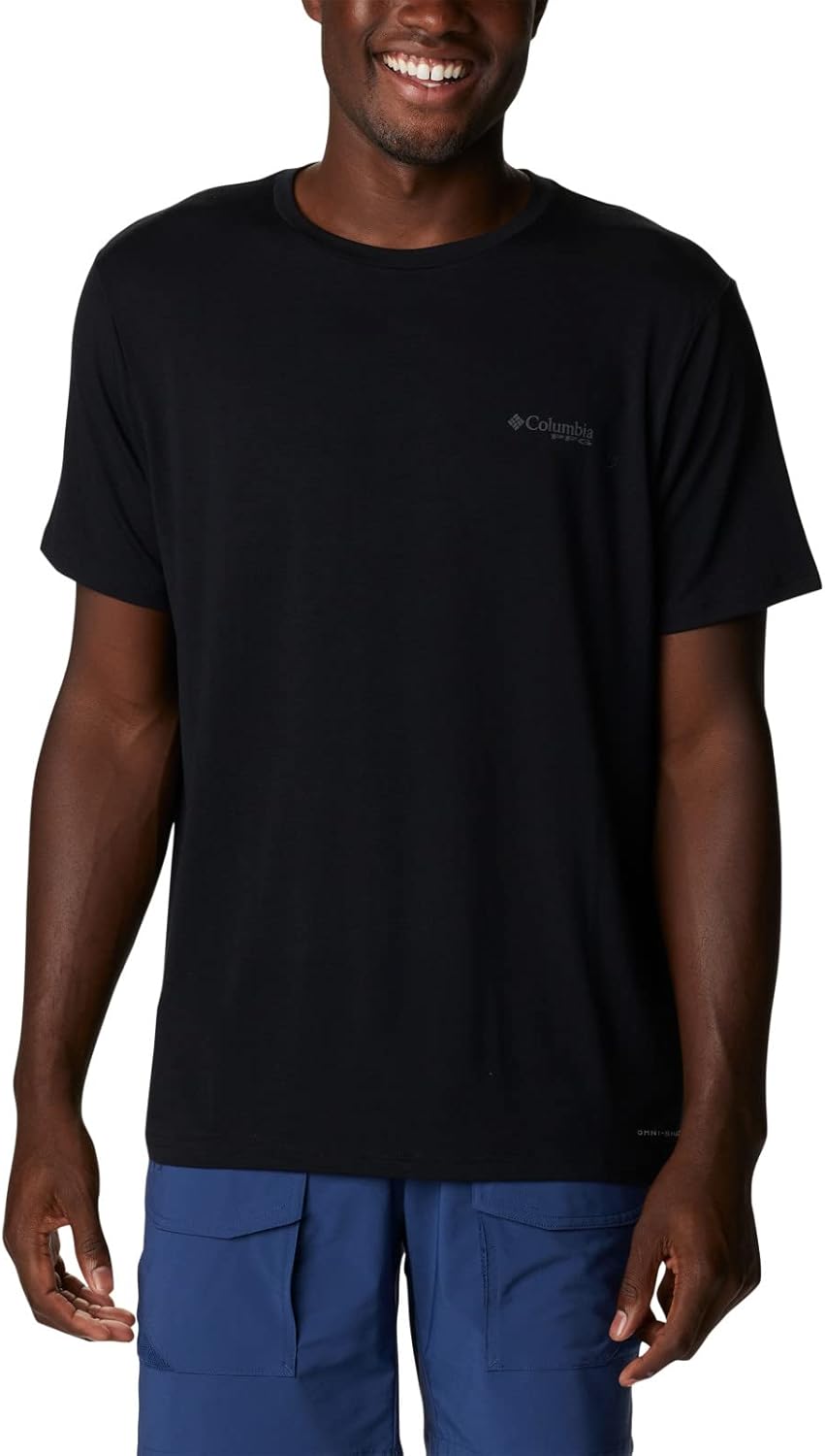 

Футболка Columbia Mens PFG Tarpon Rise Tech с коротким рукавом, Black/Graphite Gradient
