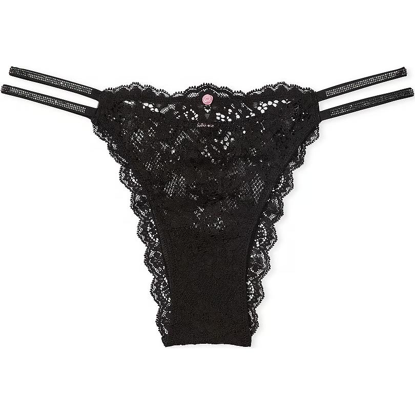 

Victoria's Secret Трусики бразильские Dream Angels Twinkle Strap с кружевом / женские трусы B, 1 упаковка, черные