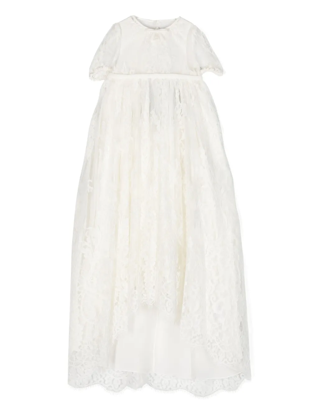 

Шелковое платье с кружевом Dolce & Gabbana Kids, белый