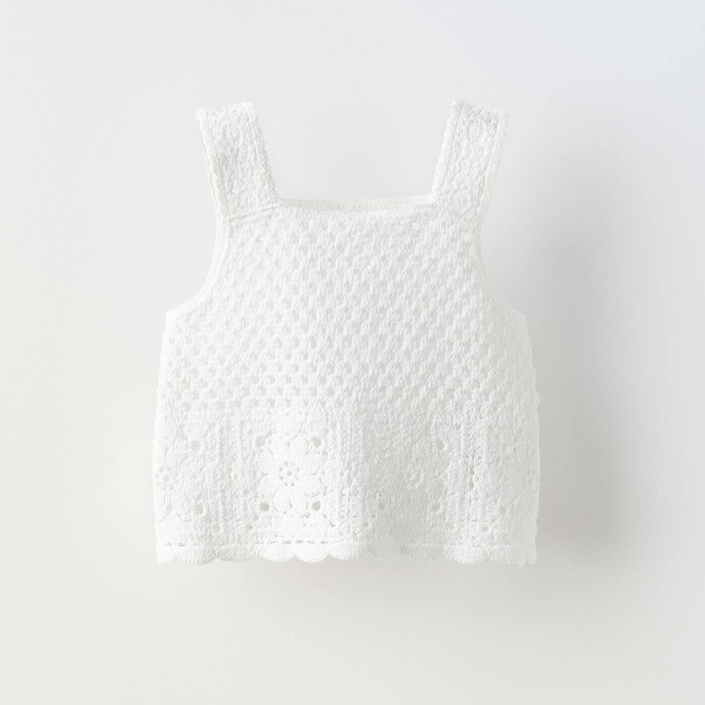 

Топ Zara Summer Camp Crochet Knit, белый