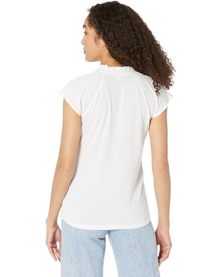 

Футболка NIC+ZOE Short Sleeve Ruffle V Tee, цвет Paper White
