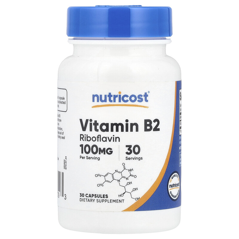 

Nutricost, Витамин B2, 100 мг, 30 капсул