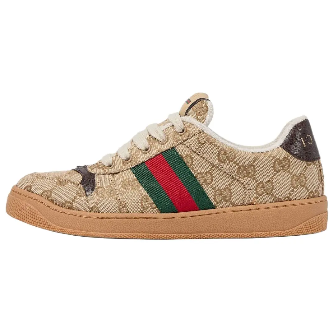 GUCCI Screener Canvas Low top женские скейтборд кроссовки Dark Brown