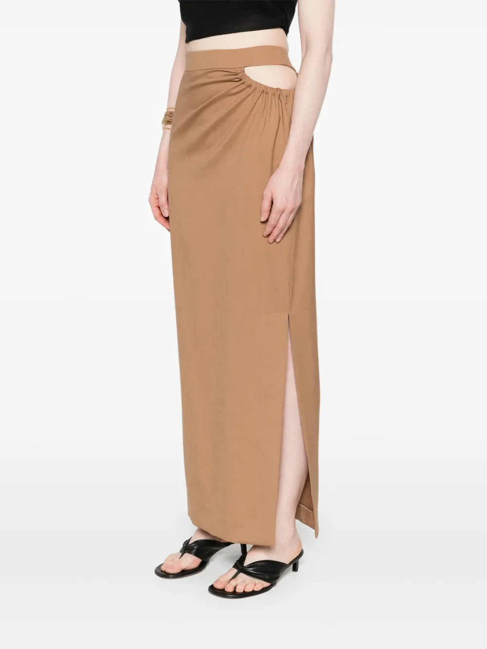Юбка из вирджинской шерсти MAX MARA, коричневый — фото 3