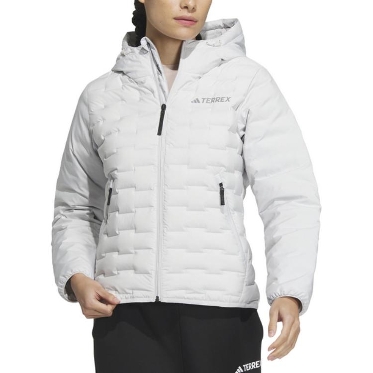 Adidas Куртка женская утепленная пуховая с перегородками, Light Gray — фото 3