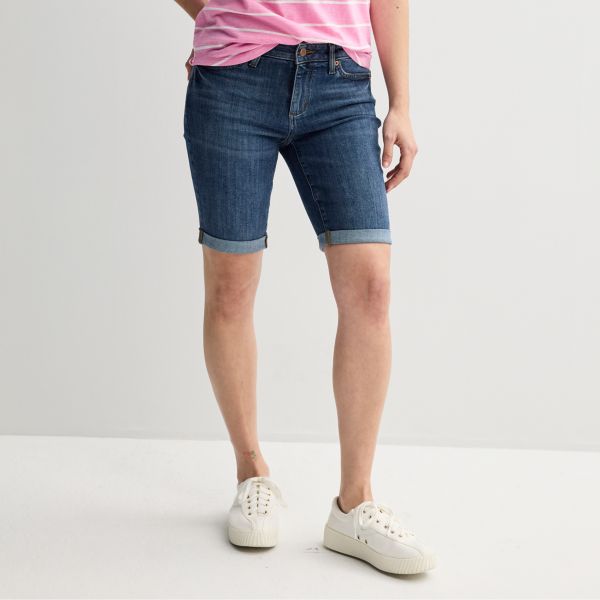 

Женские шорты-бермуды с отворотами и манжетами Sonoma Goods For Life, цвет dark wash