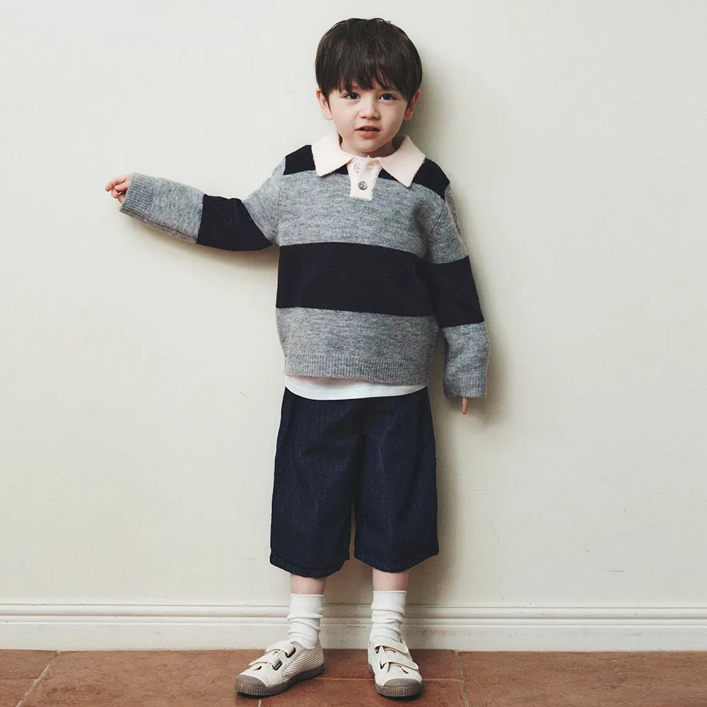 Набор из 2 детских вязаных поло Always Stripe от Wednesdayoasis Kids — фото 4